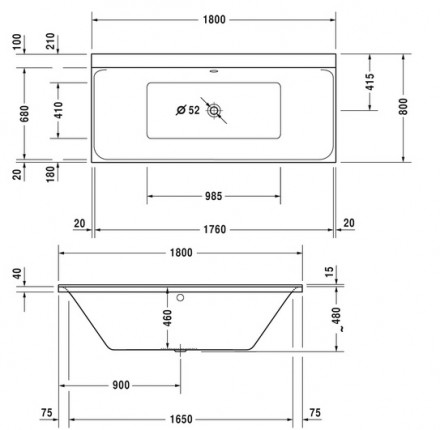 Duravit P3 Comforts 700377 Акриловая ванна 180x80