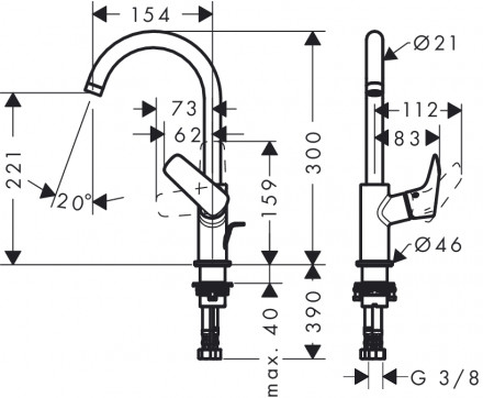 Hansgrohe Logis 71130000 смеситель для раковины 220 мм