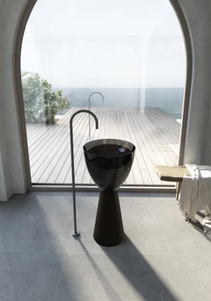 ABBER AT2703Onyx-Black раковина отдельностоящая прозрачная
