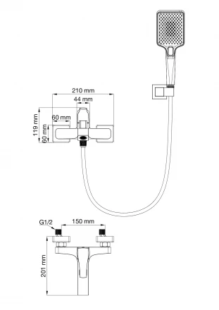 Wonzon &amp; Woghand Flex WW-88037072-MB Смеситель для ванны с душем брашированное золото