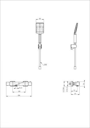 Wonzon &amp; Woghand Twist WW-B2025-A-BG Смеситель для душа с термостатом темный графит