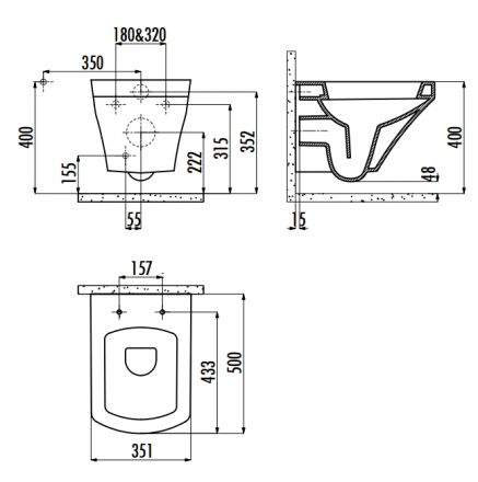 Creavit Sorti SR320-11CB00E-0000 унитаз подвесной (чаша)
