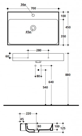 Kerasan Cento 3532 Раковина 70x45