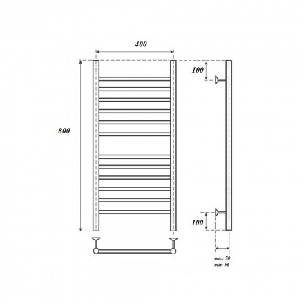 Полотенцесушитель водяной Point PN10148S П12 400x800, хром