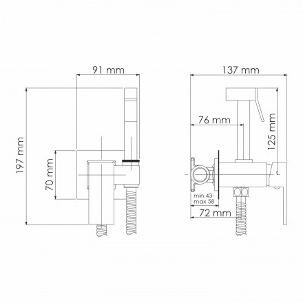 Wasserkraft A71638 Встраиваемый смеситель для душа с гигиенической лейкой