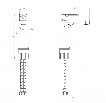 Wonzon &amp; Woghand WW-H1032-MB Смеситель для раковины черный матовый