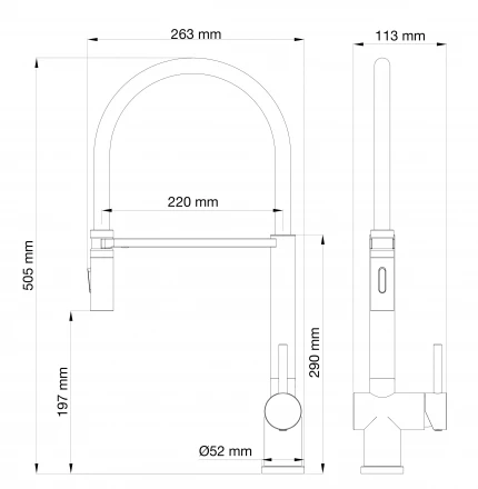 Wonzon &amp; Woghand WW-88438003-BG Смеситель для кухни с гибким изливом брашированный никель