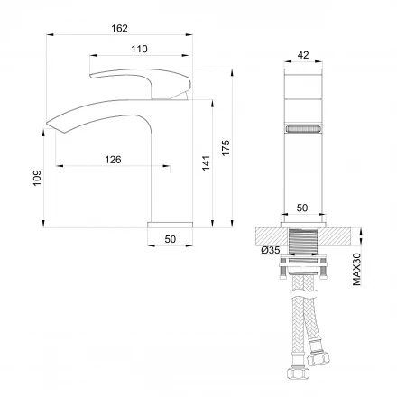 Wonzon &amp; Woghand Fit WW-88139009-BG Смеситель для раковины темный графит