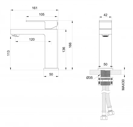 Wonzon &amp; Woghand Cube WW-88139016-MB Смеситель для раковины брашированное золото