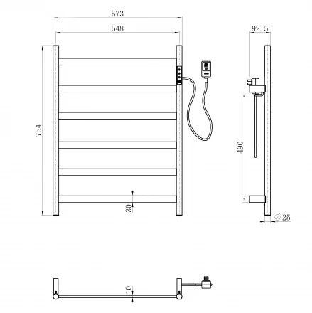 Wonzon &amp; Woghand Essen WW-A405-BR Полотенцесушитель электрический темный графит