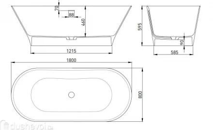 Salini Mona 102911GF Ванна отдельностоящая белый 180x80
