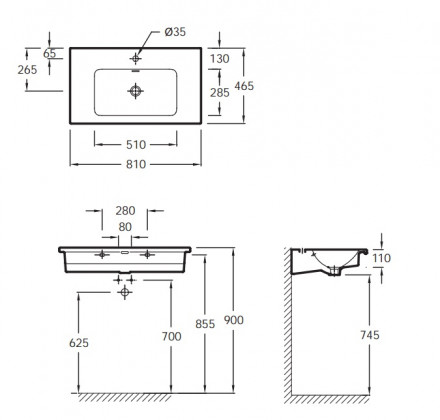 Jacob Delafon VOX EXAE112-Z-00 Раковина 800х460 мм