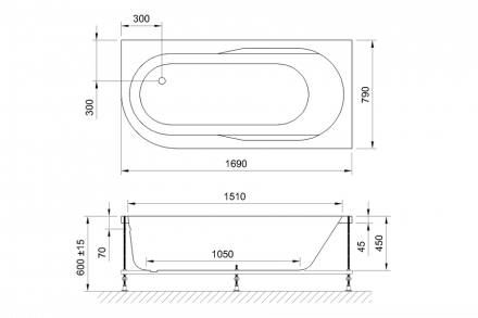 Royal bath Azur RB614203R Акриловая ванна 170x80x60 правая