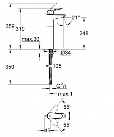 Grohe Eurodisc Cosmopolitan 23432000 смеситель для раковины