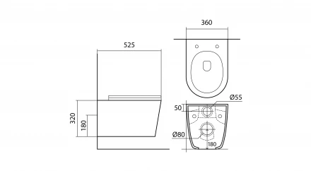 Aquatek AQ1905-MB Унитаз подвесной 525x360x320