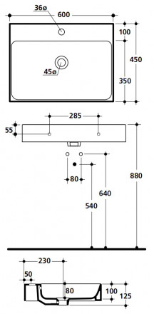 Kerasan Cento 3531 Раковина 60x45