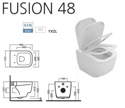 Hatria Fusion Q YXZL01 Унитаз подвесной 48 см (чаша)