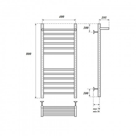Полотенцесушитель водяной Point PN10148SP П11 400x800 с полкой, хром