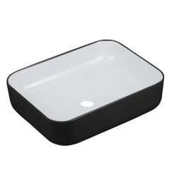 Milleau Miel MU0084-MB/GW Раковина накладная 50x40x13.5 внешний борт матовый черный/белый глянец чаш