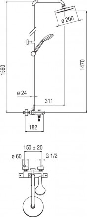 Nobili Tago TG85310-30CR душевая система с термостатом для ванны