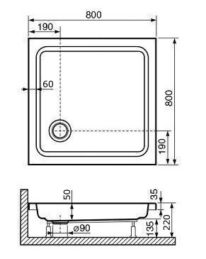 RGW STYLE 16180188-11 Душевой поддон квадратный 80x80
