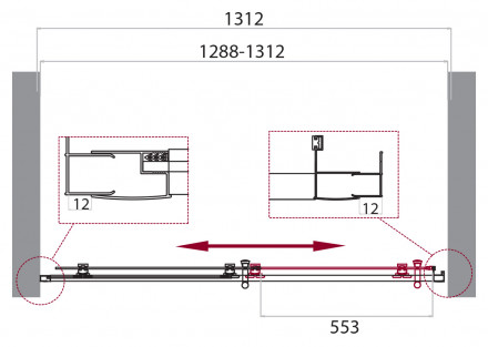 BelBagno UNO-195-BF-1-130-P-Cr душевая дверь