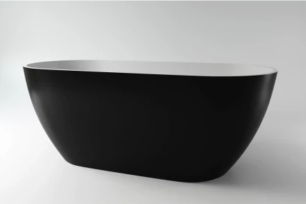 Aquastone Бали 150 белая с черным бортом ванна из искусственного камня