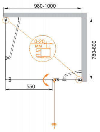 CEZARES STYLUS-SOFT-AH-1-150/80-C-Cr душевой уголок