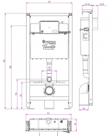 Pestan Set Fluenta SET40006356DW инсталляция для подвесного унитаза