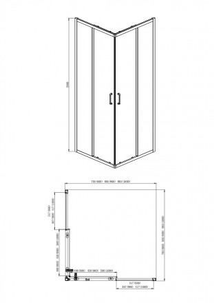 Aquatek AQ ARI KV 09020BL Душевой уголок 90x90x200