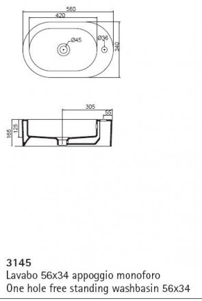 Kerasan Flo 3145 Раковина 56x34