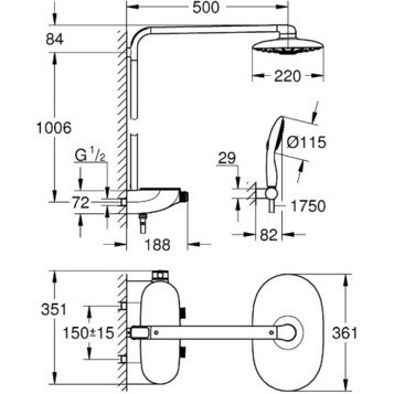 Grohe Rainshower SmartControl 26250LS0 Душевая стойка