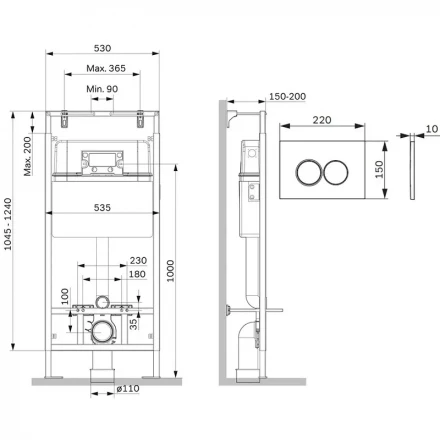 AM.PM I012710.0151 MasterFit инсталляция для подвесного унитаза с клавишей ProC L, хром глянц