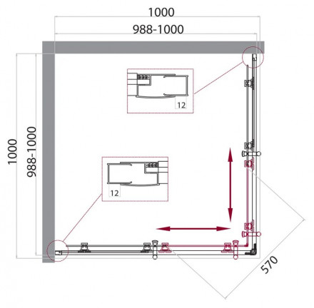 BelBagno UNO-195-A-2-100-C-Cr душевой уголок