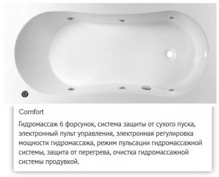 Эстет Лаура 170x70 ванна с гидромассажем