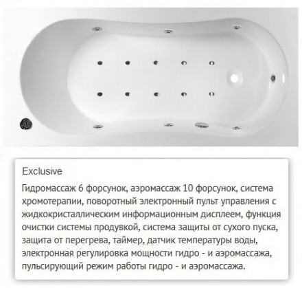 Эстет Лаура 170x70 ванна с гидромассажем