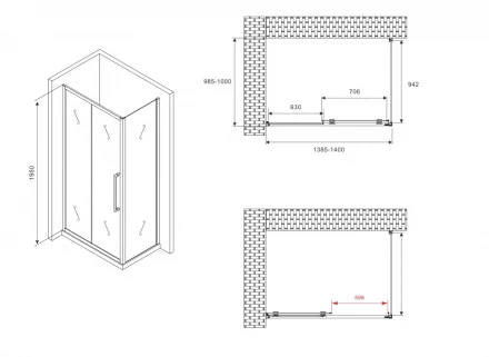 ABBER Schwarzer Diamant AG30140MH-S100M душевой уголок