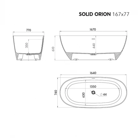 Triton Pro Solid Orion 167x77 Ванна овальная из искусственного камня