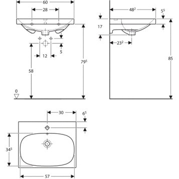 Geberit Acanto 500.620.01.2 Раковина 60x48