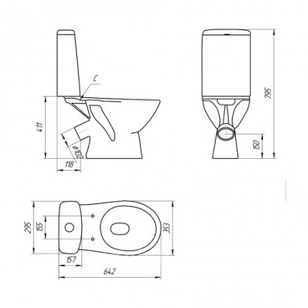 Cersanit Just S-KO-JUS031-3/6-PL-w Унитаз компакт с сиденьем микролифт