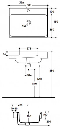 Kerasan Cento 3545 Раковина 60x45
