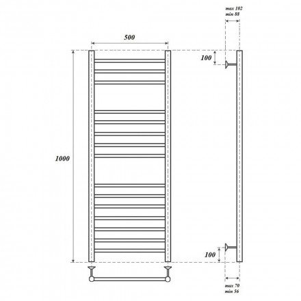 Полотенцесушитель водяной Point PN10150S П15 500x1000, хром