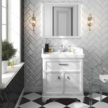 Kerama Marazzi Pompei 80 тумба напольная с ящиком и дверцами, белая глянцевая