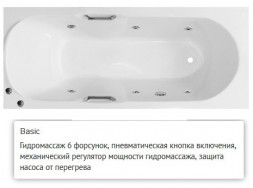 Эстет Камелия 180x75 ванна с гидромассажем