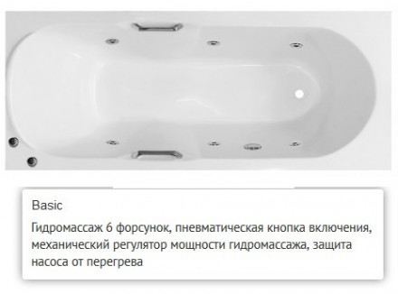 Эстет Камелия 180x75 ванна с гидромассажем