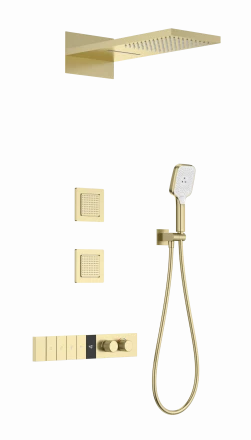Wonzon &amp; Woghand WW-D4538-A-BG Душевая система с термостатом встраиваемая брашированное золото