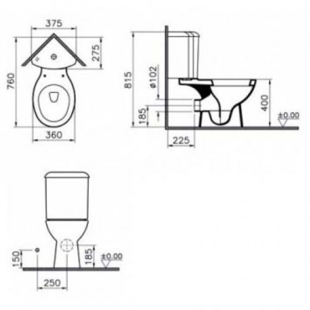 Vitra Arkitekt 9754B003-7200 унитаз угловой напольный с бачком