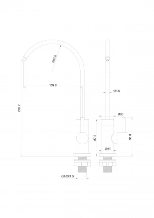 Wonzon &amp; Woghand WW-AE4587-BS Смеситель для фильтрованной воды темный графит
