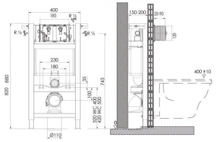 Oli Expert Evo/Speed 721705 инсталляция для подвесного унитаза