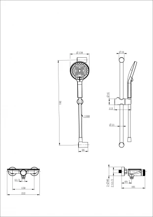 Wonzon &amp; Woghand WW-B2052-A-BG Смеситель для душа с гарнитуром темный графит
